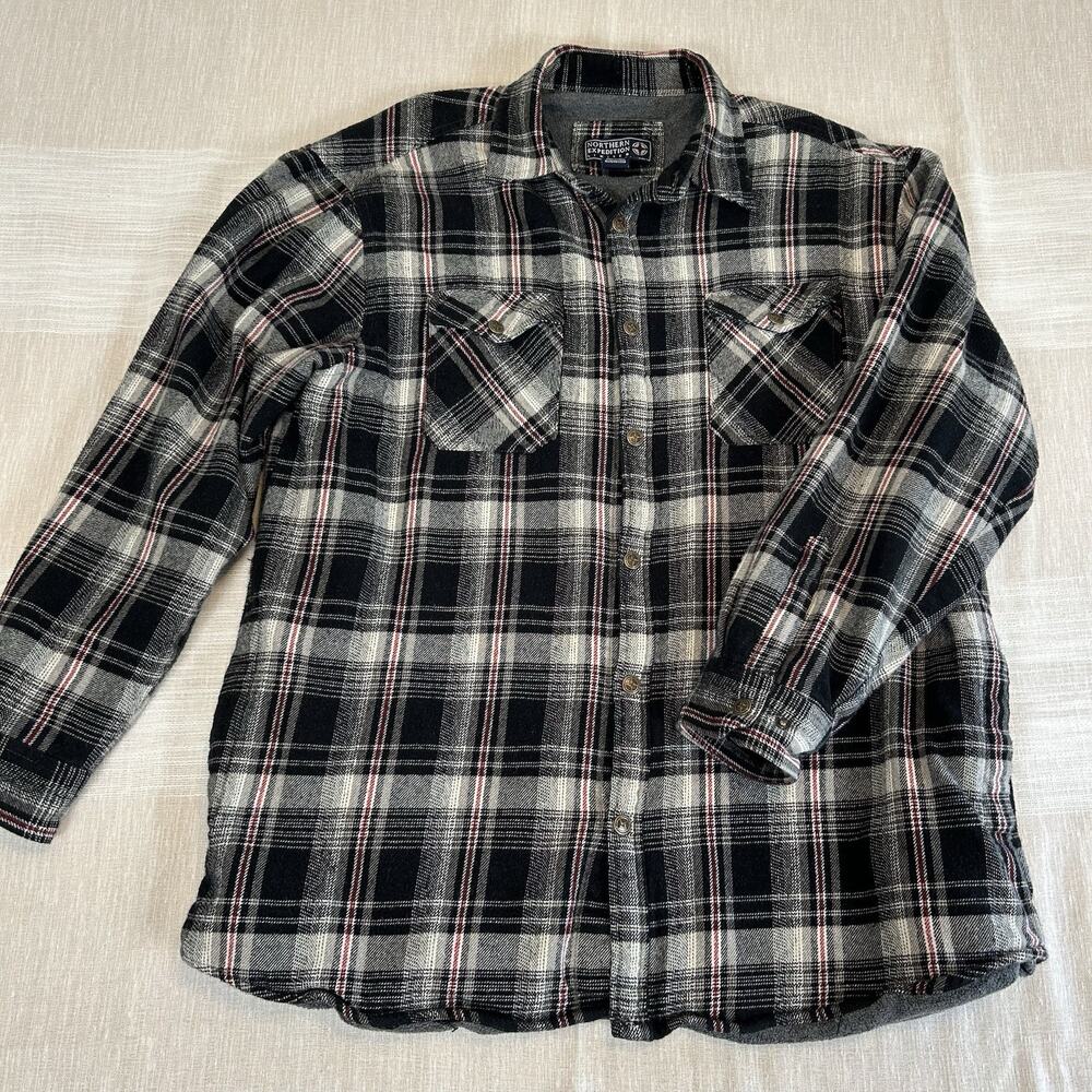 Northern Expedition Limited Mens XLT Heavy Flannel Shacket Shirt‎ Snaps XL Tall